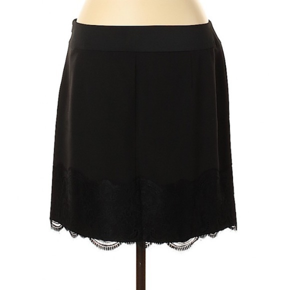 Laundry by Shelli Segal 12 black lace hem side zip dark‎ academia skirt